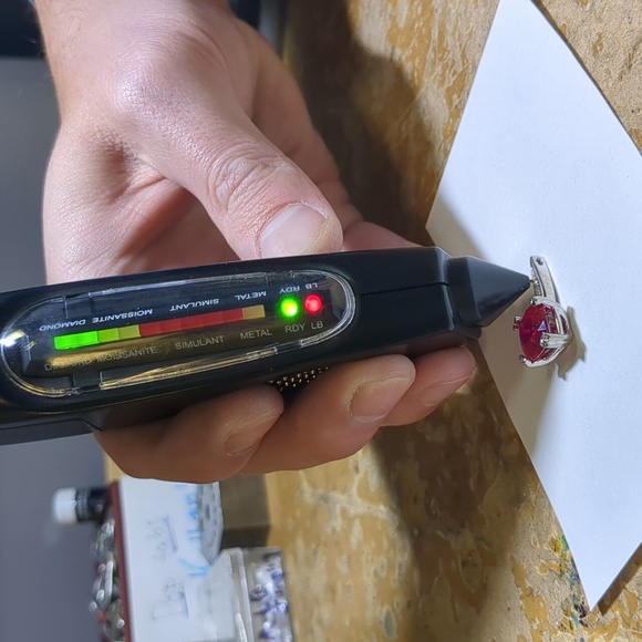 Lab Created Ruby and Natural Diamond 14K White gold pendant - Gabriel & … - Picture 9 of 12